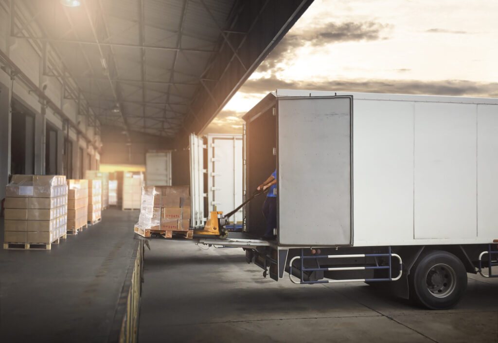 Freight cargo being unloaded at a dock